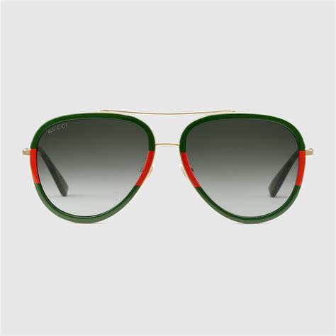 gucci aviator metal glasses with web|Gucci metal aviator sunglasses.